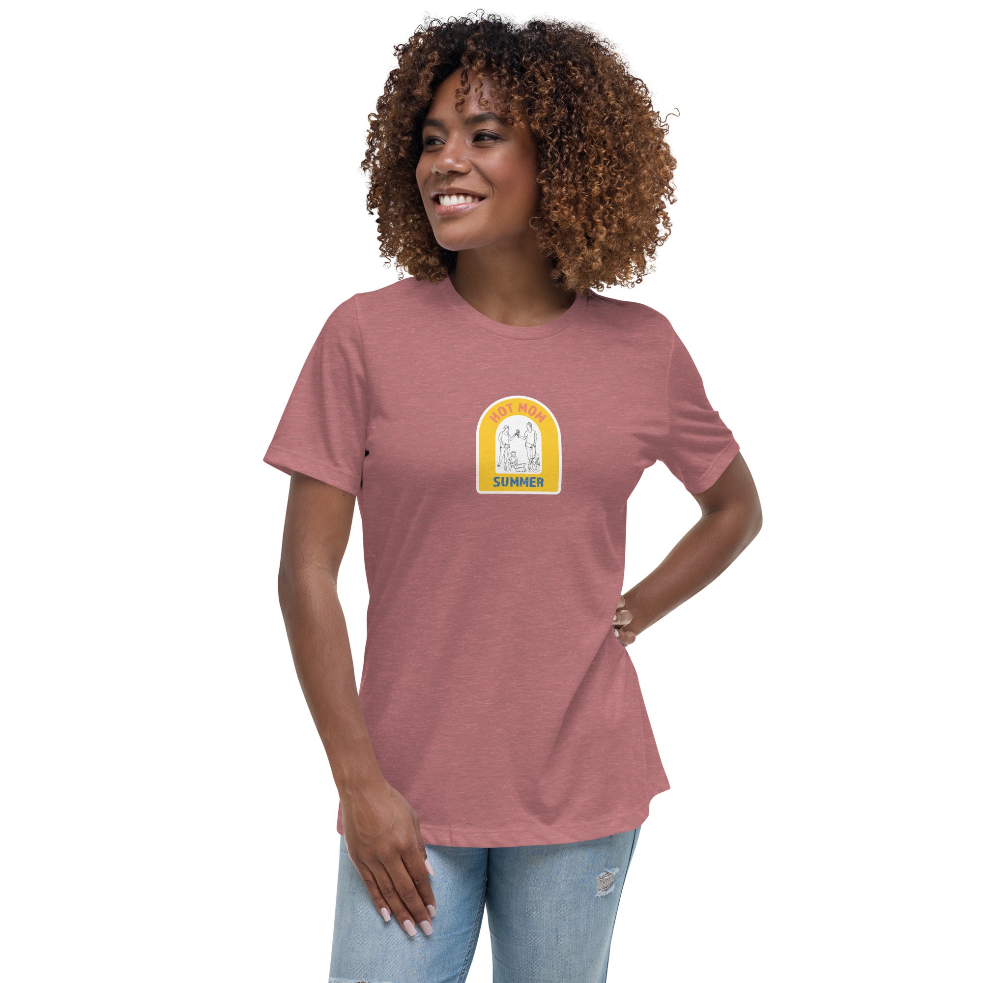 "Hot Mom Summer" Women's Relaxed T-Shirt- No Logo on Back of Shirt - Dad Bod Summer